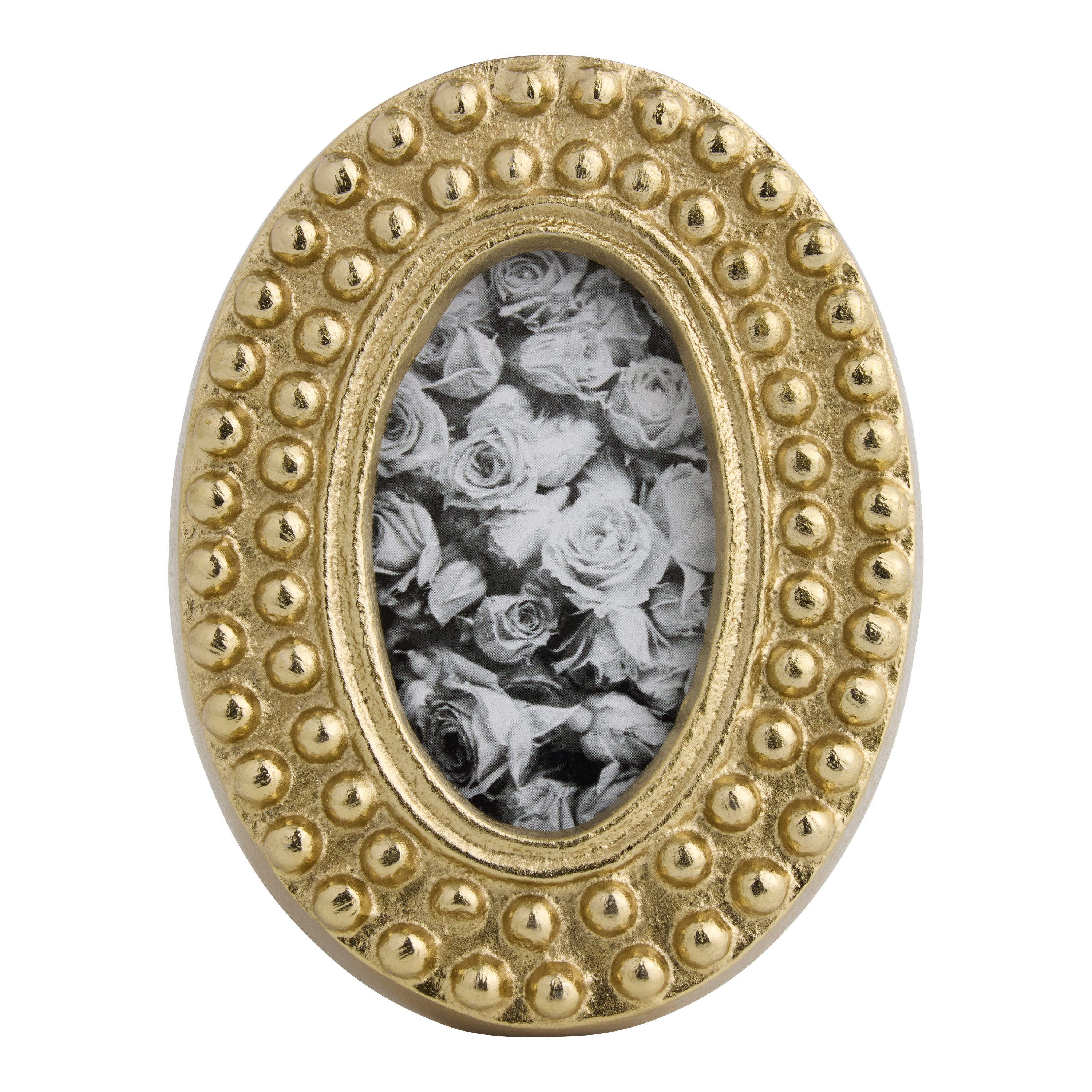 Mini Oval Gold Resin Beaded Picture Frame | World Market
