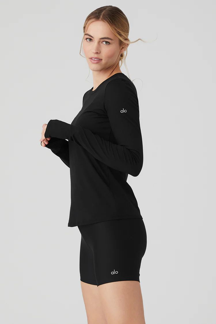 Alosoft Finesse Long Sleeve - Black | Alo Yoga