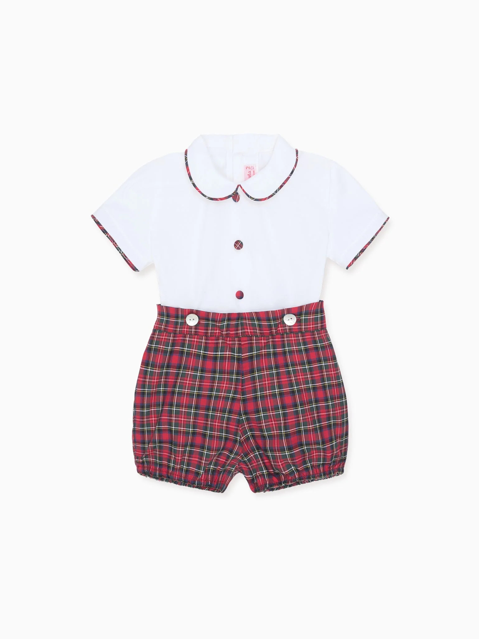 Red Tartan Pablo Baby Boy Set | La Coqueta (US)