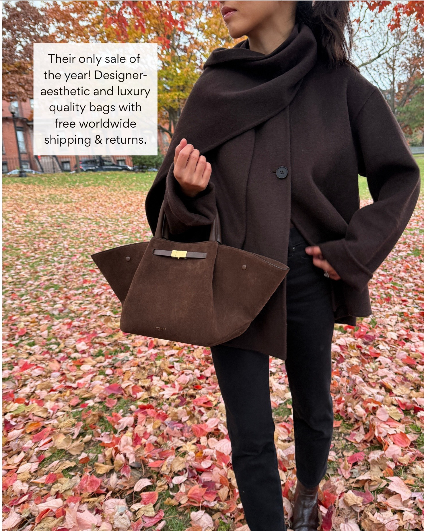 This is the Midi size, the smaller of the two New York bags. Doesn’t fit a laptop but the larger one does.  comes with a strap 

• outfit 1: Zara scarf coat Xs (oversized fit) Madewell boots 5.5, Abercrombie jeans 24 short 

• outfit 2: Abercrombie brown coat xxs petite , jeans 24 short, sweater XXs

• outfit 3: aritzia coat xxs , jcrew jeans 24 petite 

Gift for her , Christmas present idea , luxury handbag #LTKCyberWeek

#LTKGiftGuide