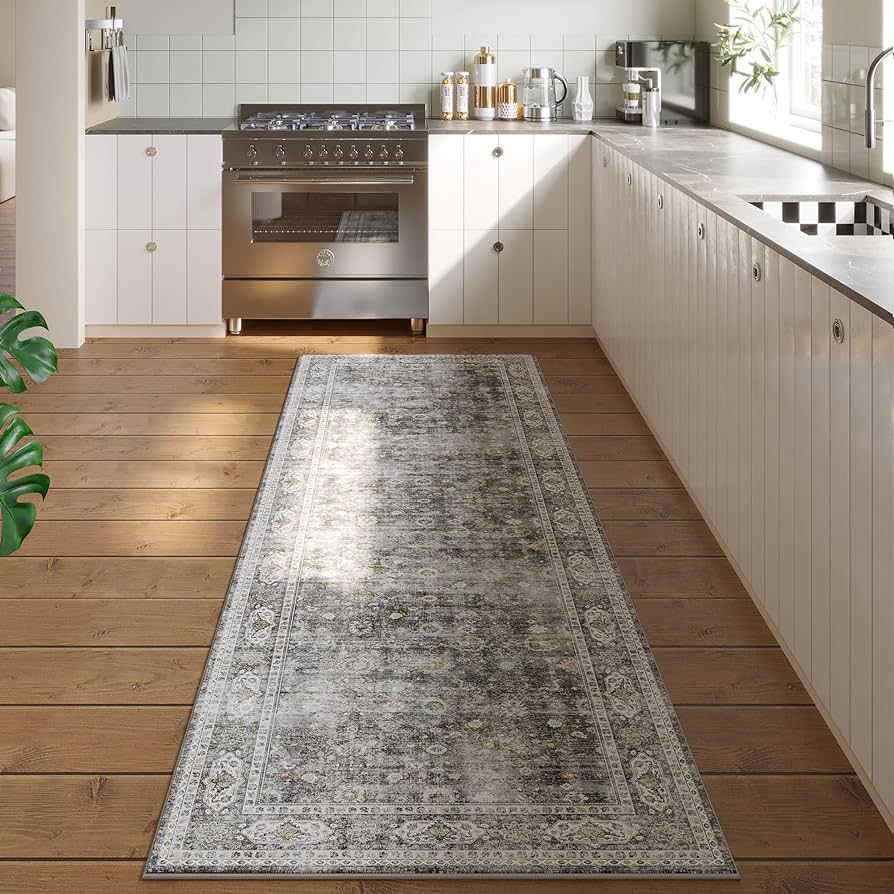 Runner Rug Hallway Runner Rug Washable Kitchen Runner Rugs with Rubber Backing 2'6''x8' Soft Faux... | Amazon (US)