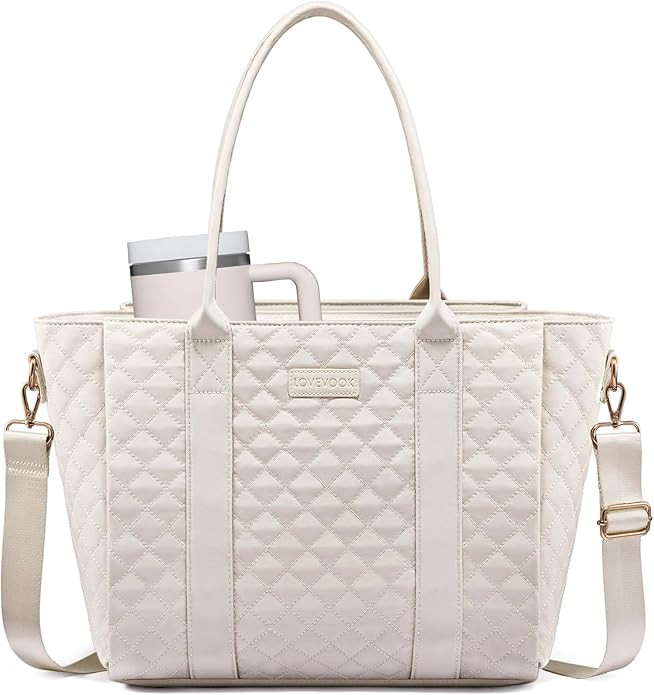 LOVEVOOK Teacher Tote Bag for Women, Quilted Work Tote Nurse Laptop Bag, Large Computer Shoulder ... | Amazon (US)