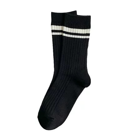 Weikingp Clearance! Crew Socks for Women Women White Socks Autumn And Winter Vintage Striped Embroidered Lettering Stockings Socks White Socks Women Crew Womens Crew Socks Size N | Walmart (US)
