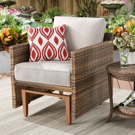 Better Homes & Gardens Davenport Patio Wicker Glider Chair with Beige Cushions | Walmart (US)