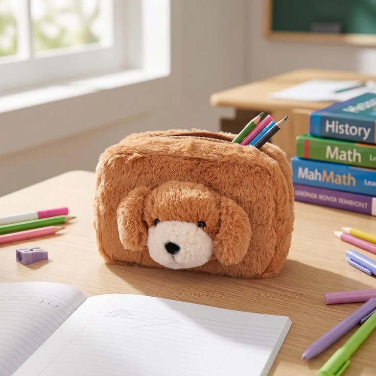 Pen + Gear Fask Fur Brown Dog Pencil Pouch, Brown, Educational Level: Perfect for Students of All... | Walmart (US)