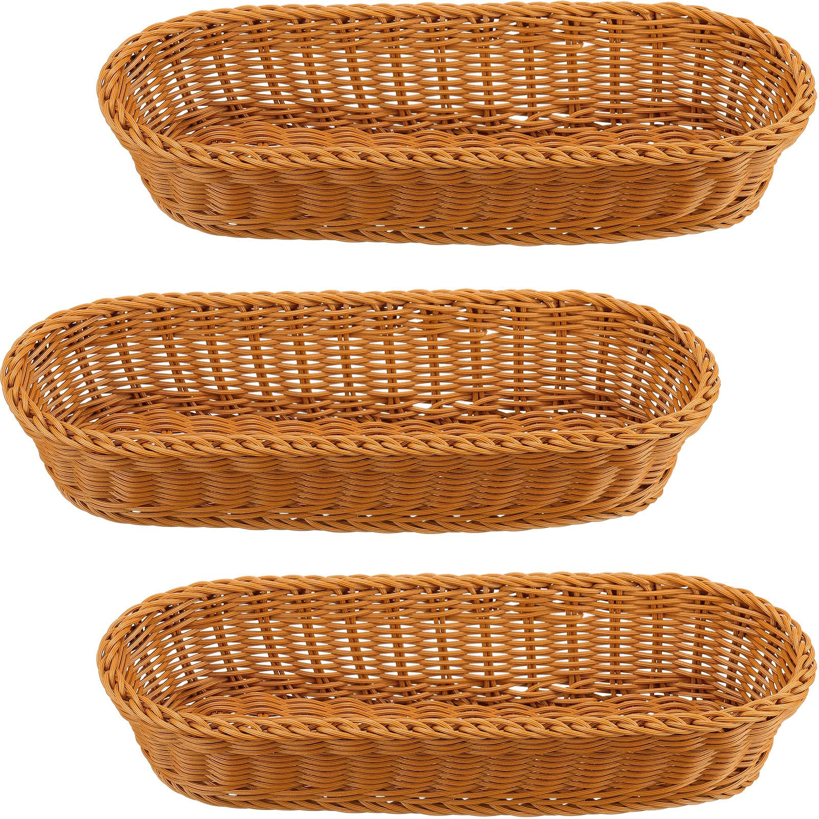 3 Pcs Bread Baskets for Serving 14 x 5.7 x 3 Inch Plastic Oval Basket Long Woven Baskets for Gift... | Amazon (US)