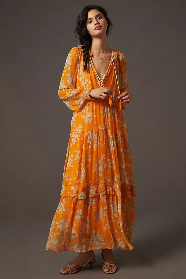 The Marais Printed Chiffon Maxi Dress | Anthropologie (US)