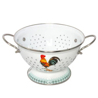 Rooster Enameled Colander / Strainer Traditional Country Style Enamelware Golden Rooster | Wayfair North America