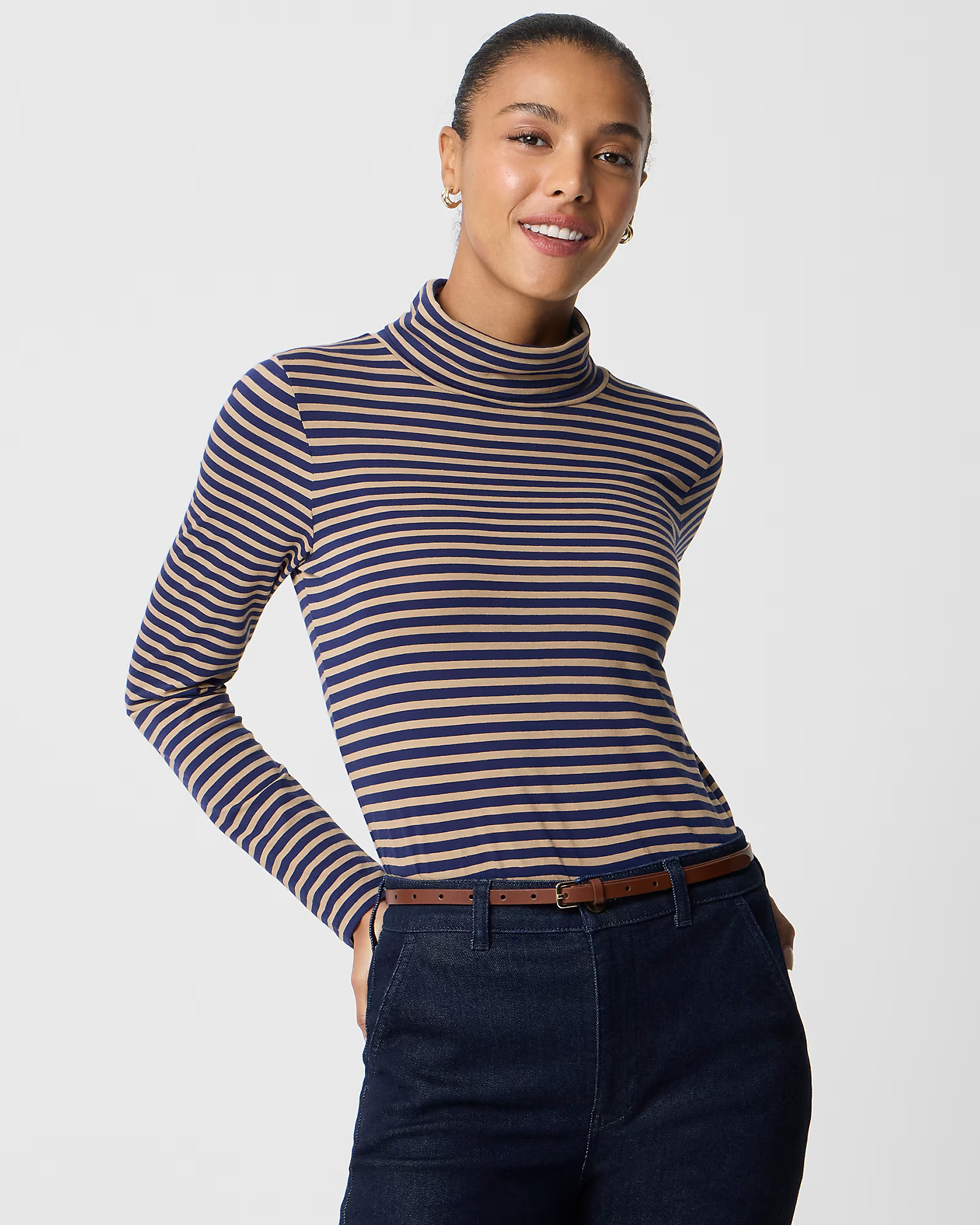 Striped tissue turtleneck | J.Crew Factory