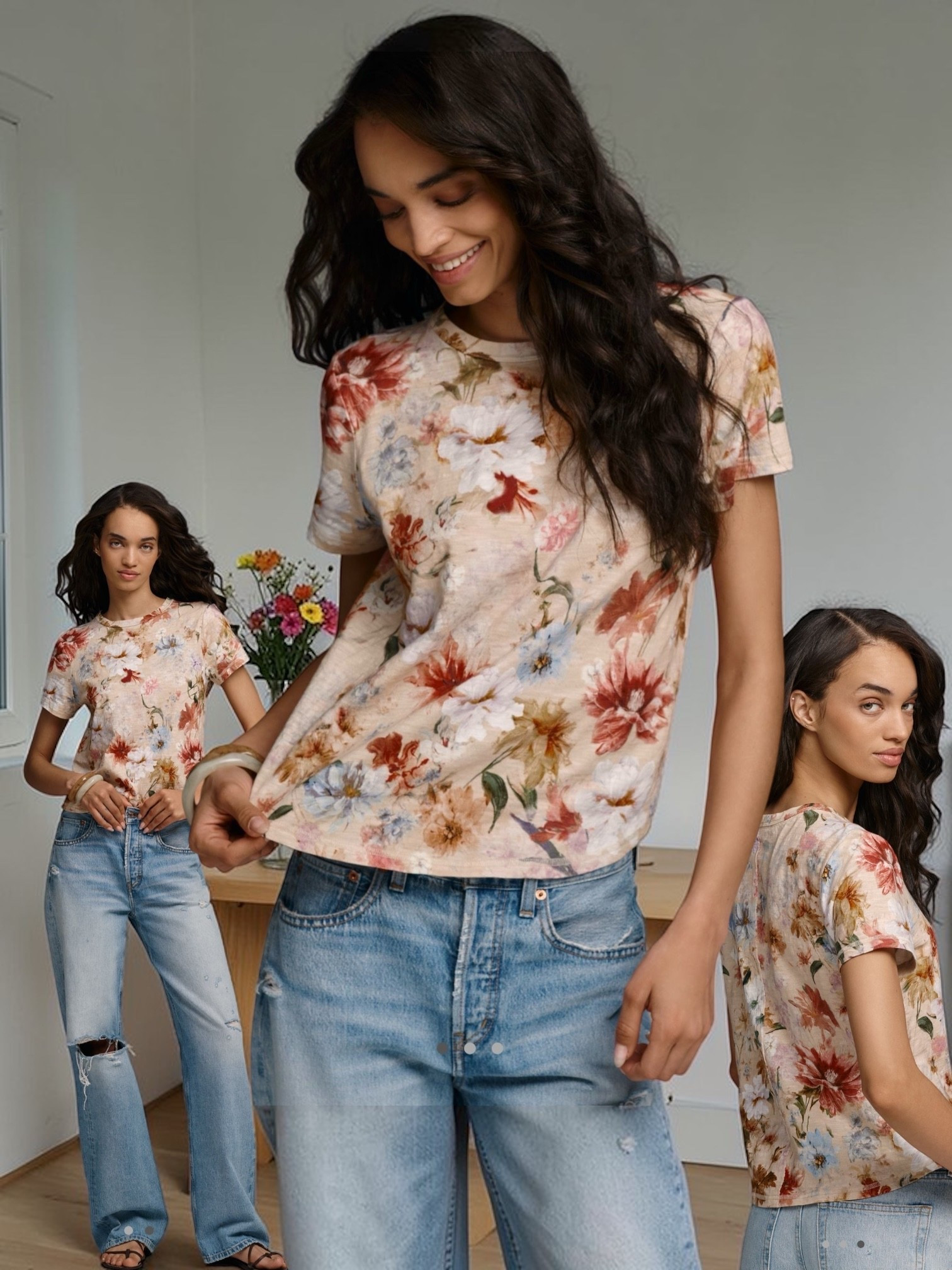 Anthropologie Floral Tee - Offered in a soft cotton-slub, the bestselling Bennie features a just-right crew-neck, classic slim cut, and glowing reviews.

#LTKOver40 #LTKgrwm #LTKootd