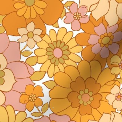 Avery Retro Floral on White-medium scale | Spoonflower