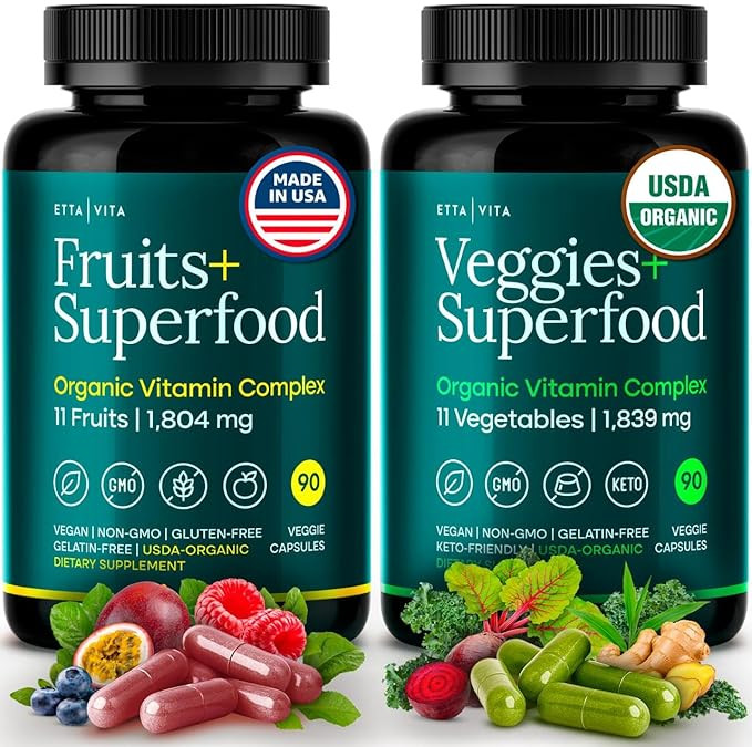 100% Organic Fruits and Veggies Supplement (USDA Organic - Made in USA) 180 Potent Fruits and Veg... | Amazon (US)