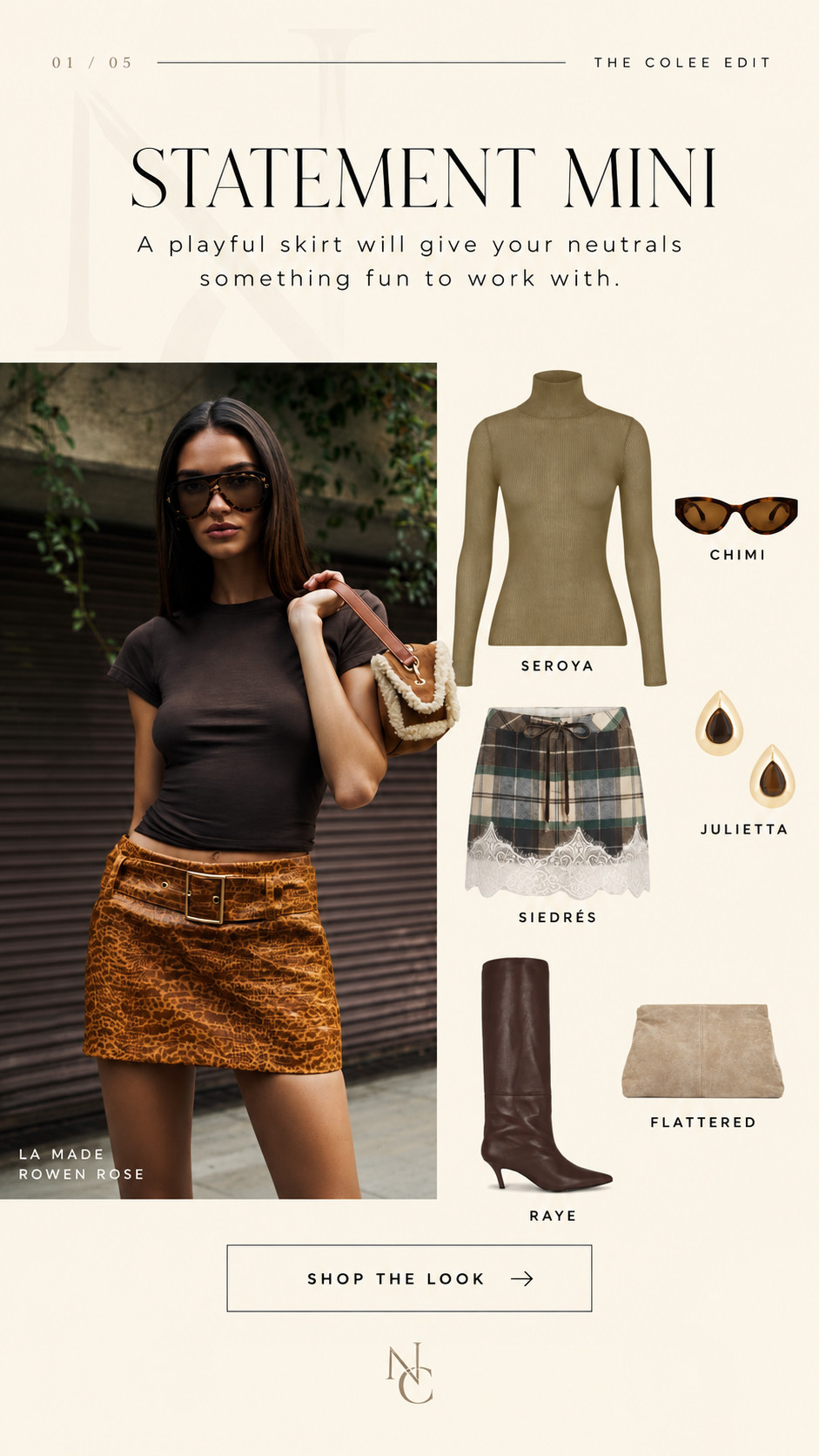 A little leg, a little leopard, and a whole lot of attitude. 🐆🤎 Who said neutrals have to be boring? Statement mini skirts are having their moment, and I’m here for every second of it. Add a fitted knit, sleek boots, and a fabulous bag for an effortlessly expensive-looking fall outfit.

Shop the pieces to recreate the look right here!

#FallFashion #MiniSkirtStyle #TheColeeEdit #FallOutfitInspo #LTKStyle 

 #LTKdayinmylife #LTKgrwm #LTKootd