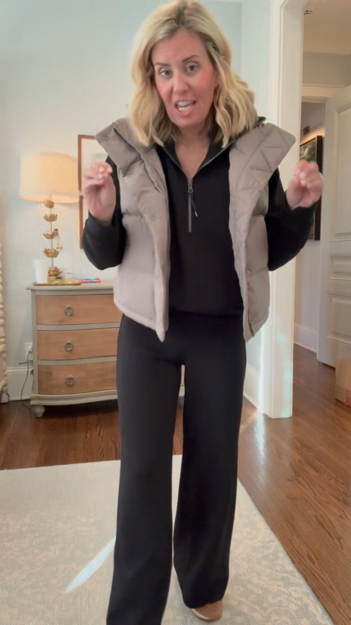 A classic of all classics with these wide leg (s petite) and half zip (xs) and the vest (size 2) takes it from worn to styled!

Shoes - size 8
#LTKmomlife #LTKootd #LTKdayinmylife