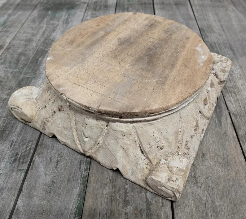 Carved Wooden PEDESTAL Base RISER ARCHITECTURAL Capital Cheese Cake Plant Stand - Etsy | Etsy (Global)