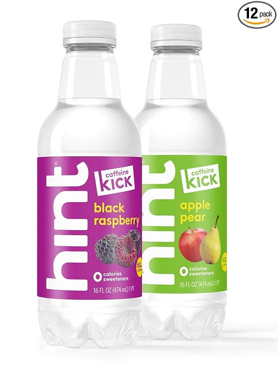 Hint Kick with Caffeine Water Variety Pack (Pack of 12), 16 Ounce Bottles, 6 Bottles Each of: Bla... | Amazon (US)