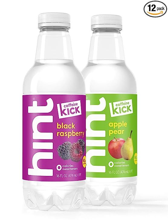 Hint Kick with Caffeine Water Variety Pack (Pack of 12), 16 Ounce Bottles, 6 Bottles Each of: Bla... | Amazon (US)