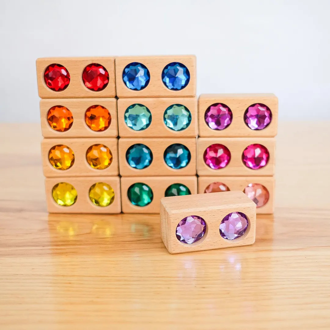 Wooden Double Gem Blocks Set of 12 - Etsy | Etsy (US)