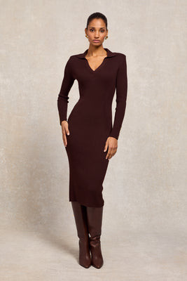 Knitted Shirt Dress (Chocolate) | Holland Cooper