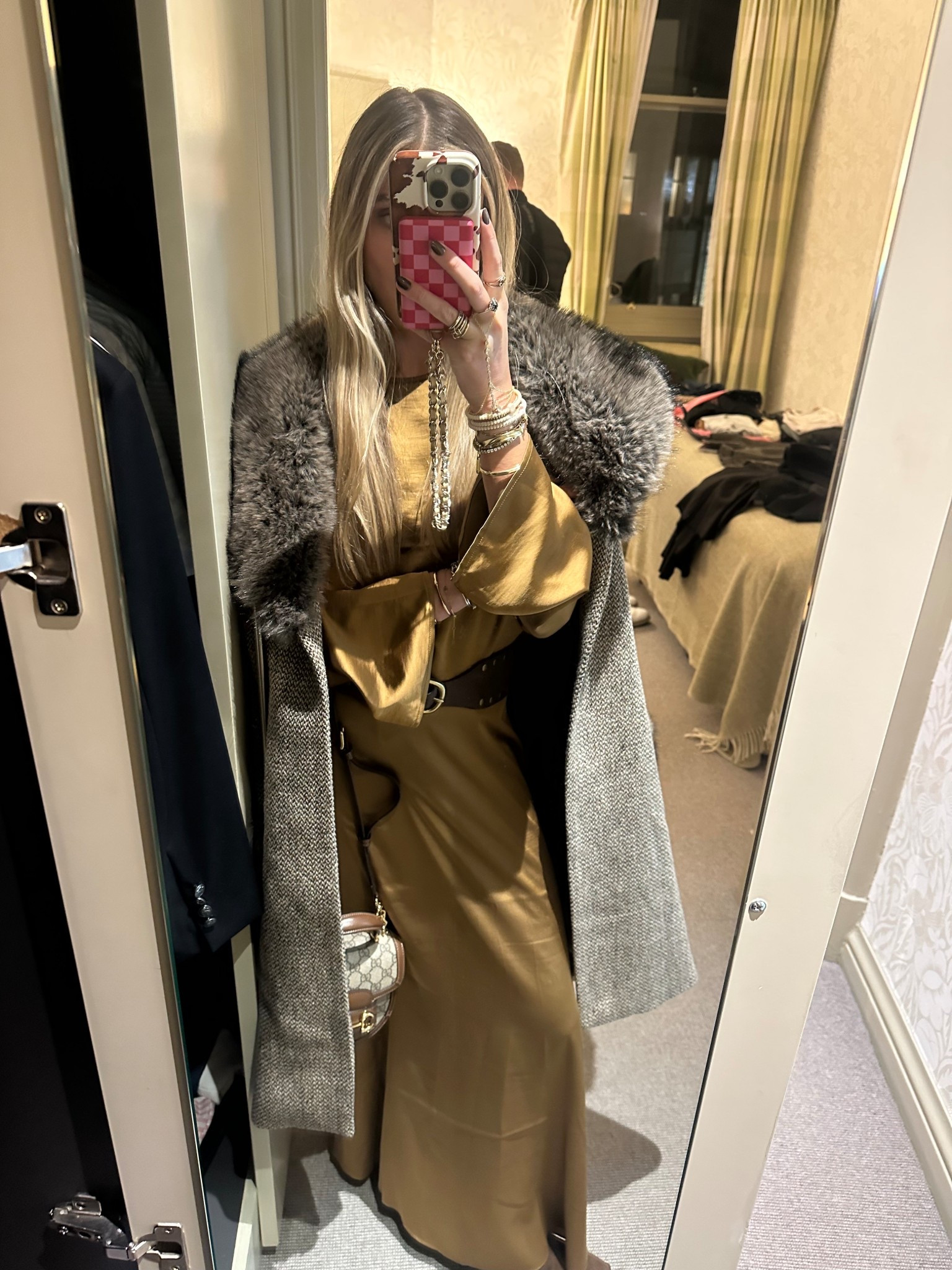 Express satin high waisted maxi skirt and satin long sleeve top with my fashion pass tweed fur coat and dolce vita suede boots. Edinburgh, Scotland outfit  

#LTKStyleTip #LTKSeasonal #LTKTravel