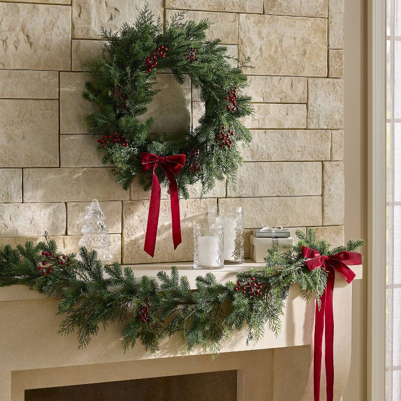 24" Mixed Green and Red Berry Christmas Wreath - Threshold™ designed with Studio McGee | Target