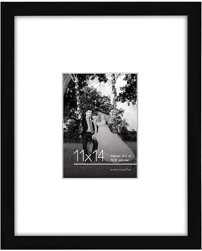 Americanflat 11x14 Picture Frame in Black - Use as 5x7 Frame with Mat or 11x14 Frame without Mat ... | Amazon (US)