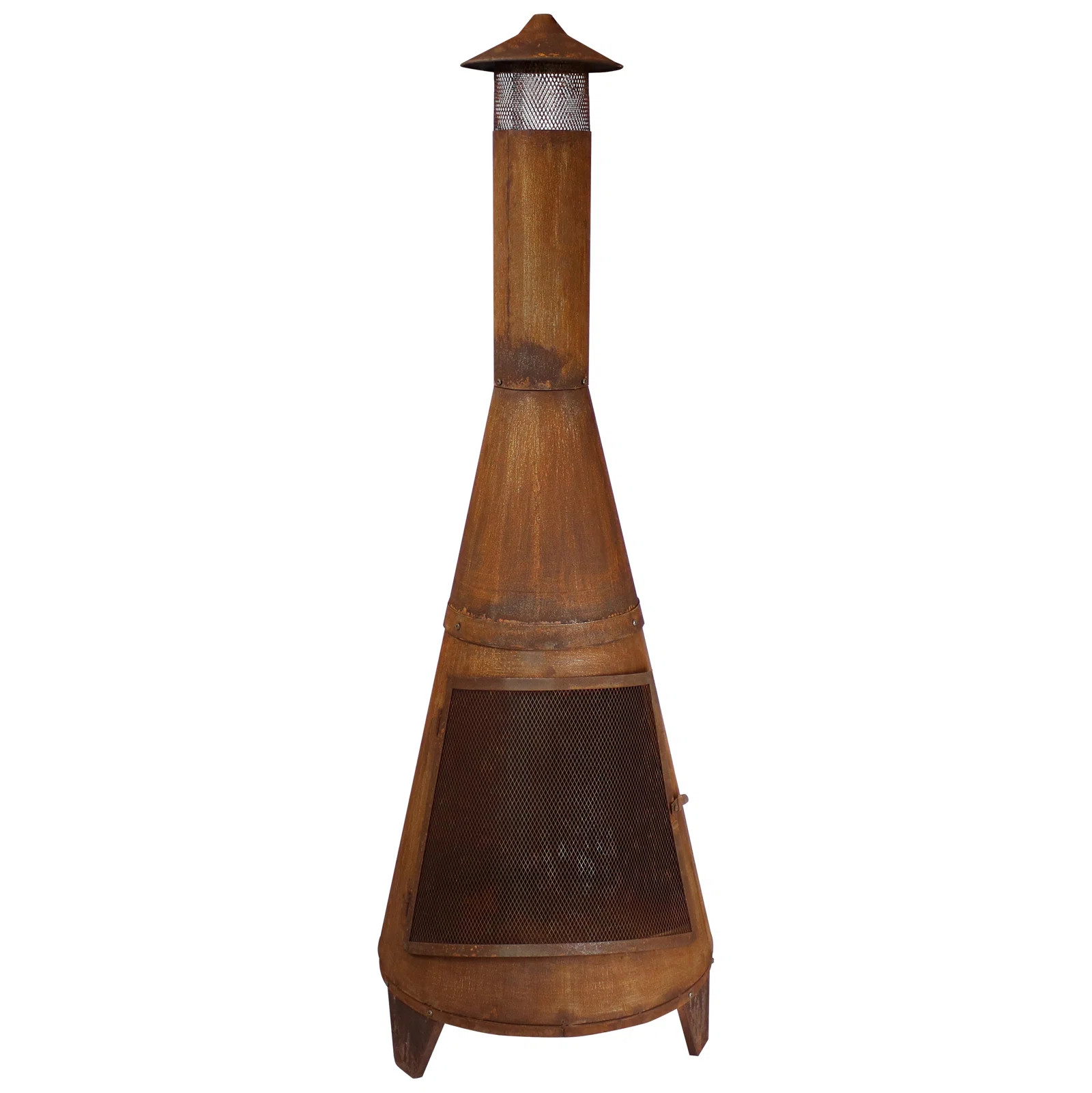 70'' H x 23.5'' W 70" Rust Patina Finish Steel Wood-Burning Chiminea with Spark Screen | Wayfair North America