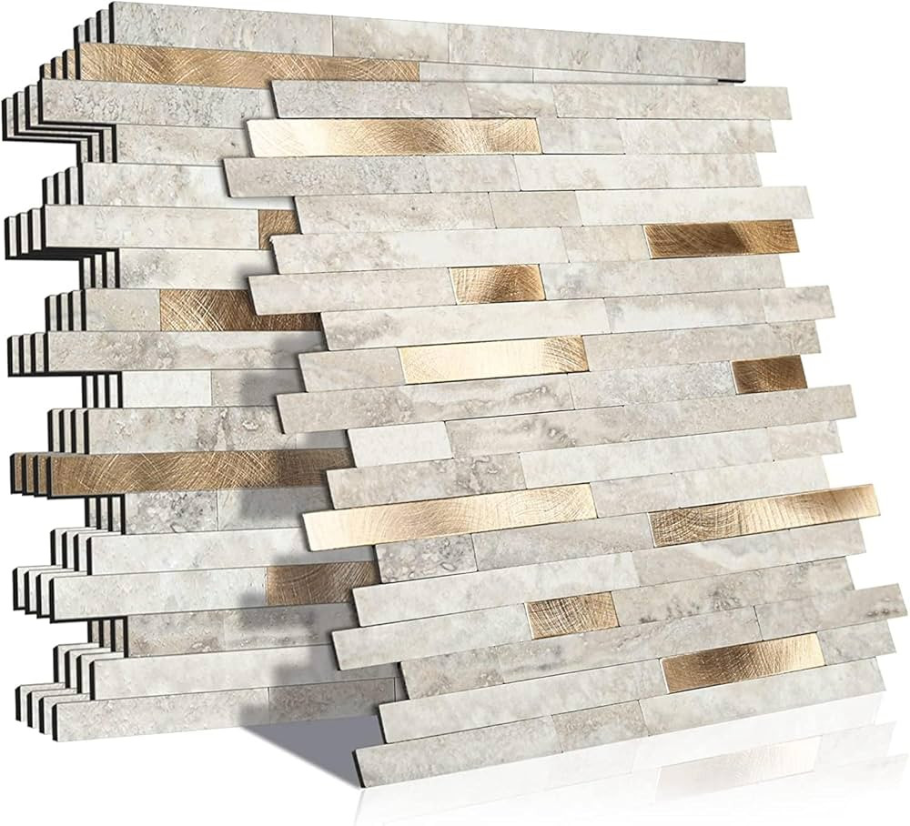 KASARO Azulejos de mármol autoadhesivos para despegar y pegar, azulejos de pared de aluminio par... | Amazon (US)