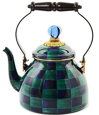 MacKenzie-Childs Juniper Check Enamel Tea Kettle 2-Qt. | Dillard's