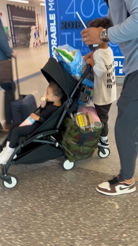 We’ve had this stroller for 4 years, since Easton was a baby! Added the scooter board and he loves it! Camo Tote Carry On / size xl!! 