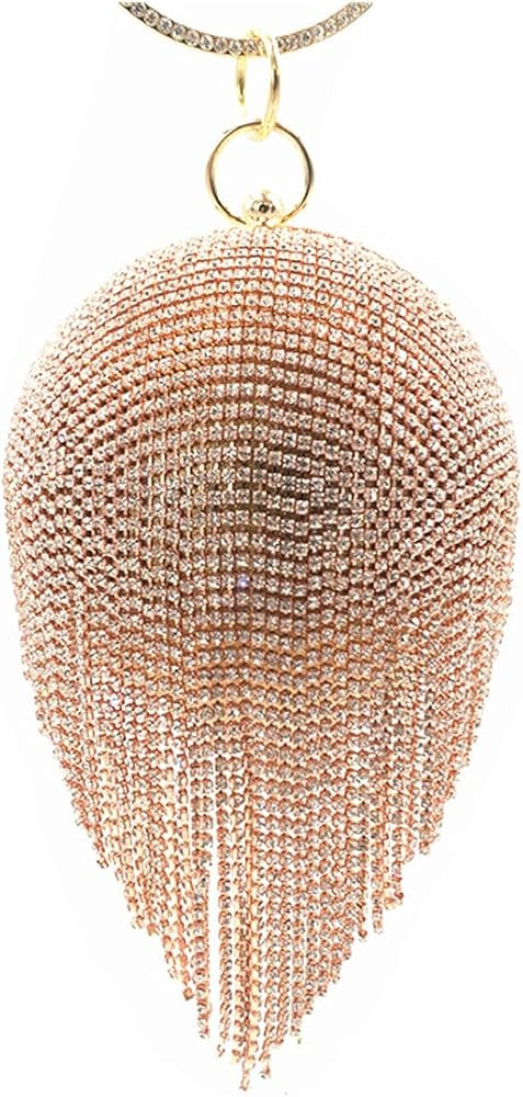 UMREN Women Round Ball Crystal Evening Clutch Purse Tassel Wedding Party Hand Bags Silver: Handba... | Amazon (US)