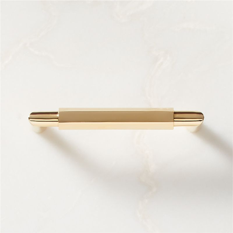 Lavau Modern Unlacquered Brass Modern Cabinet Handle 4" + Reviews | CB2 | CB2