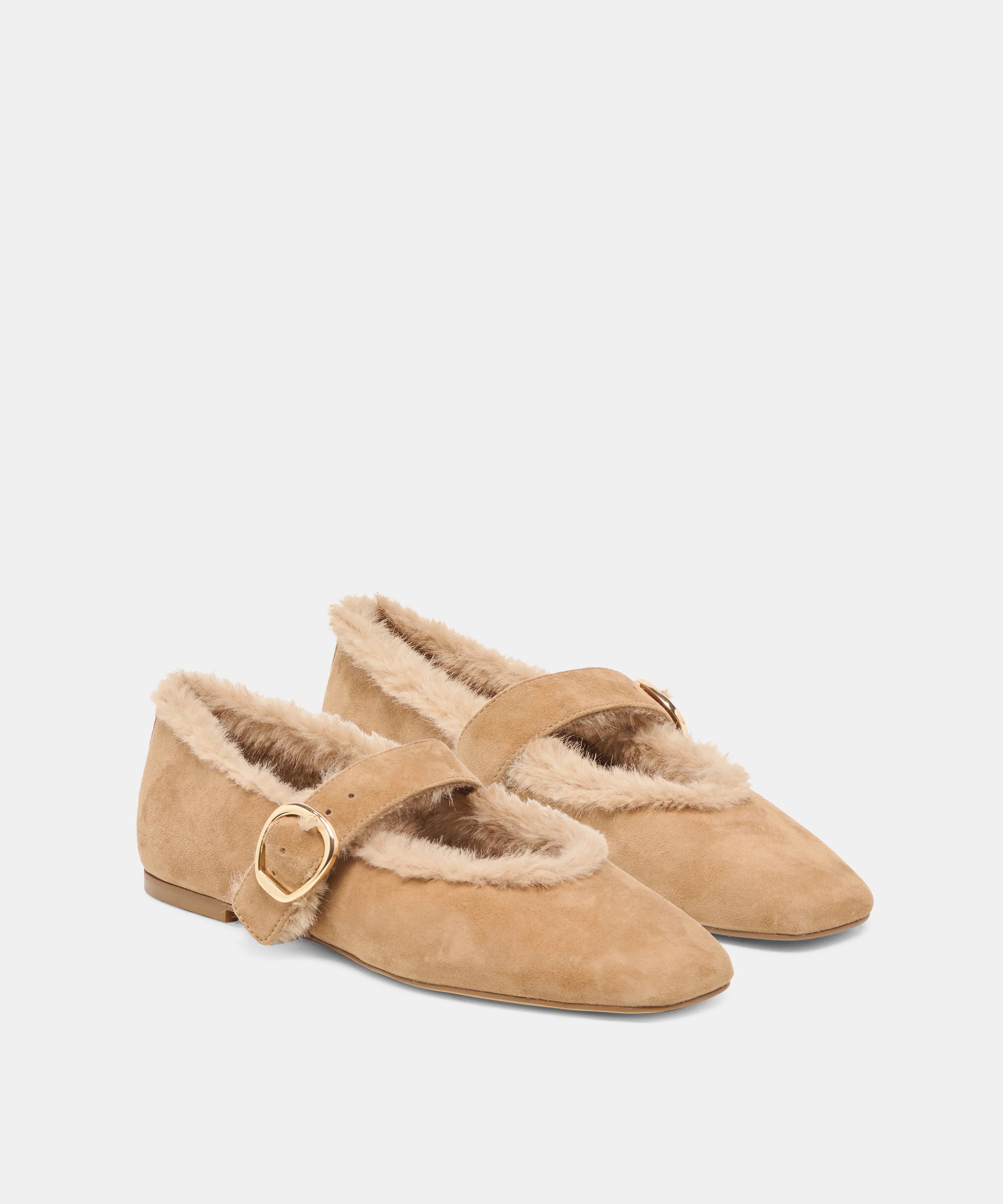 MELLA PLUSH Lt Brown Suede Mary-Jane Ballet Flats | Dolce Vita | DolceVita.com