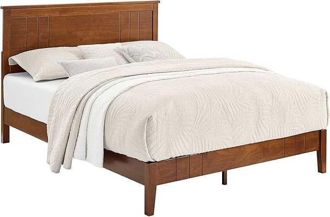 MUSEHOMEINC Mid-Century Modern Solid Wooden Platform Bed with Adjustable Height Headboard for Bed... | Amazon (US)