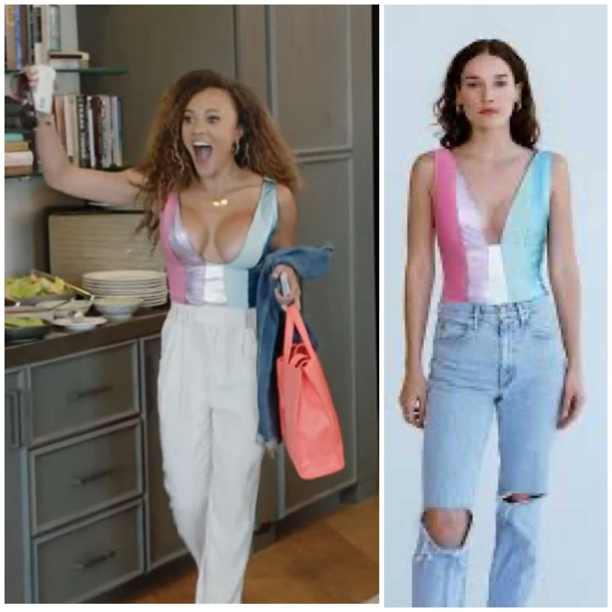 Ashley Darby’s Metallic Pastel Striped Top in Austin