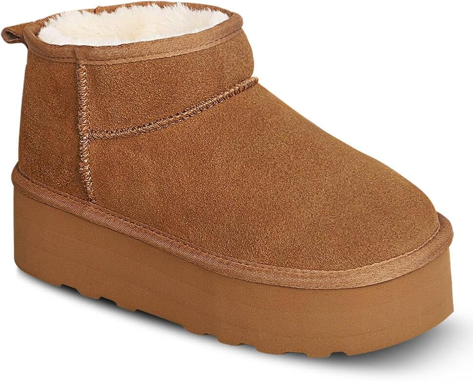 WICDIC Platform Mini Boot For Women Short Ankle Boot Fur Fleece Lined Sneakers Classic Ultra Snow... | Amazon (US)