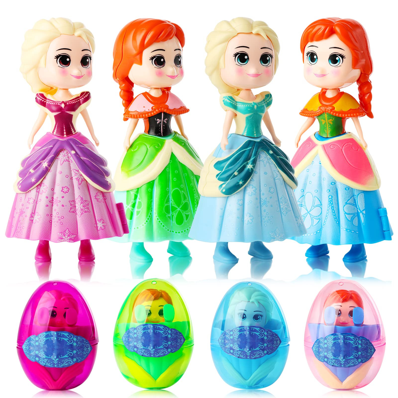 xutengy 4 Pack Easter Basket Stuffers Gifts Jumbo Princess Eggs，Deformation Prefilled Toys for ... | Amazon (US)