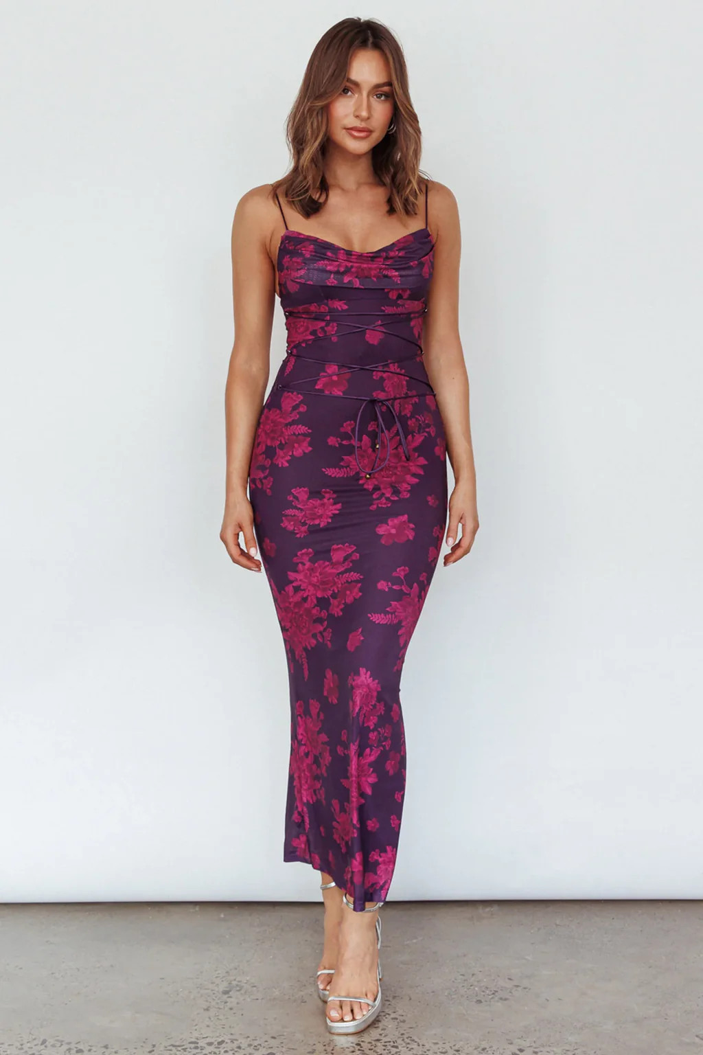 Moana Floral Maxi Dress - Grape | Lady Black Tie