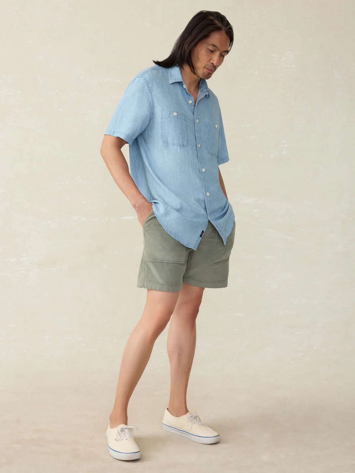 Short-Sleeve Tried and True Chambray Shirt - Vintage Indigo | Faherty