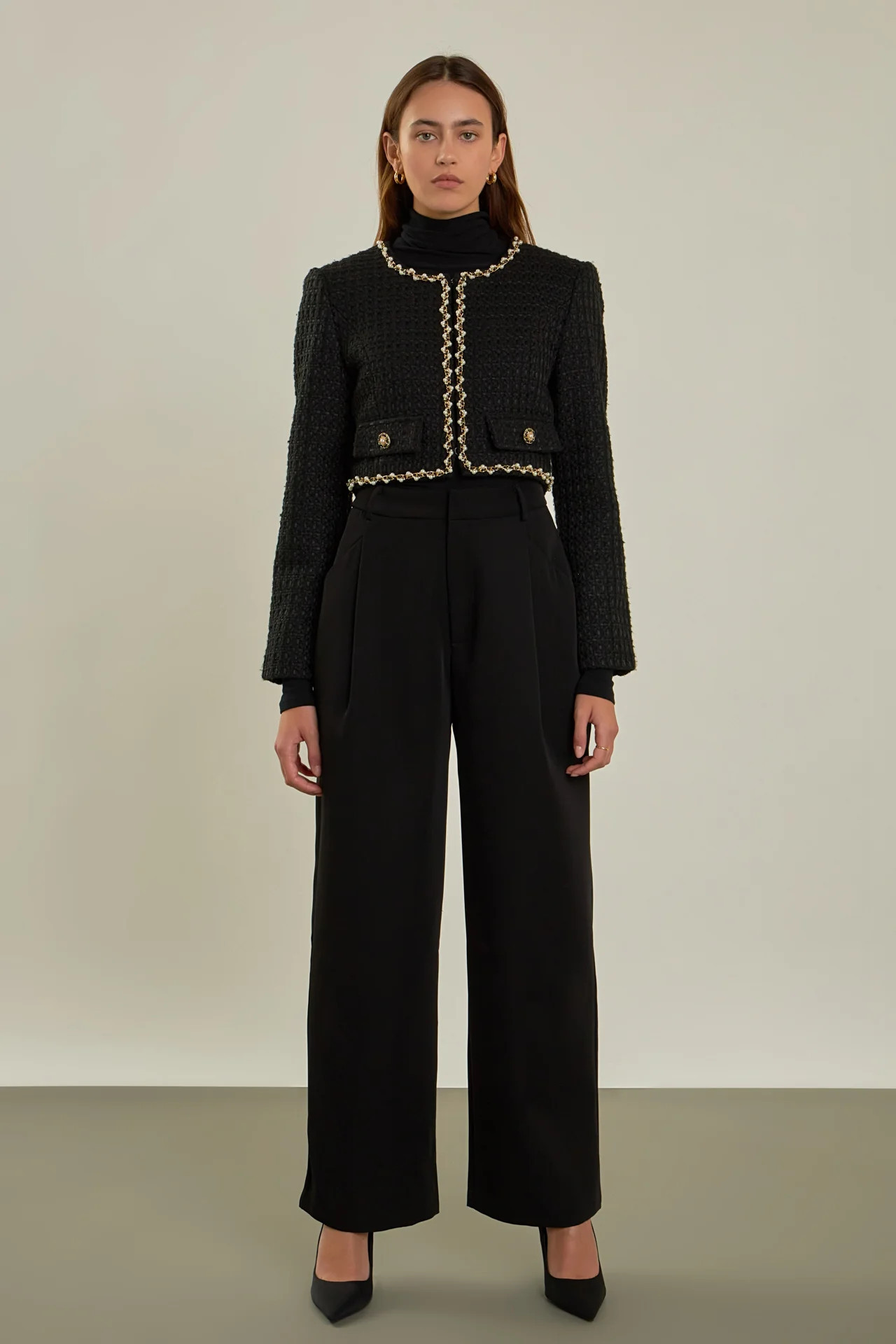 Premium Cropped Tweed Jacket | Endless Rose