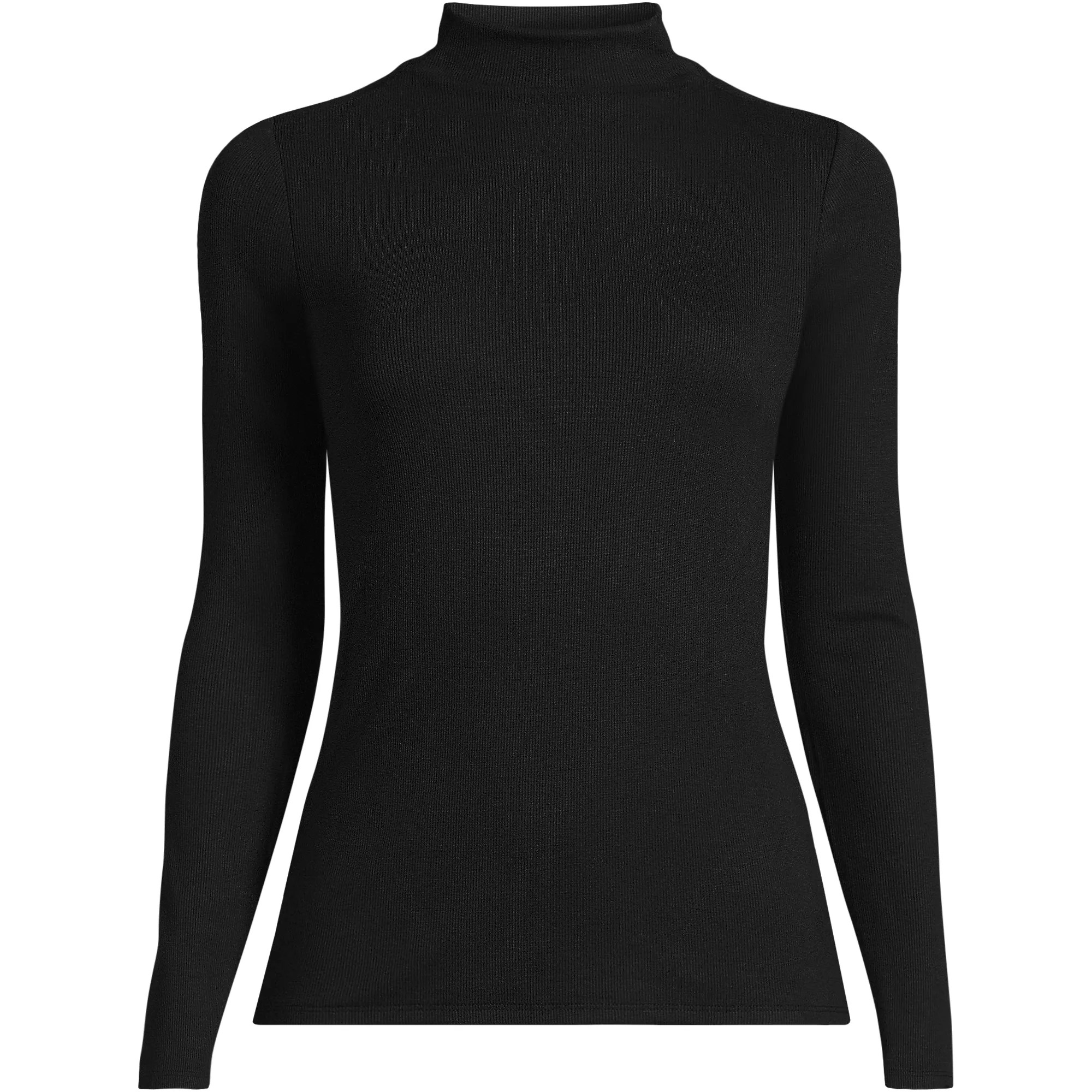 Women's Plus Size Drapey Rib Skimming Long Sleeve Mock Neck | Lands' End (US)