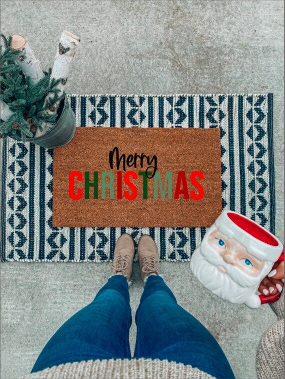 Merry Christmas Doormat | Welcome Christmas | Christmas Doormat | Christmas Decor | Door Mat | Ho... | Etsy (US)