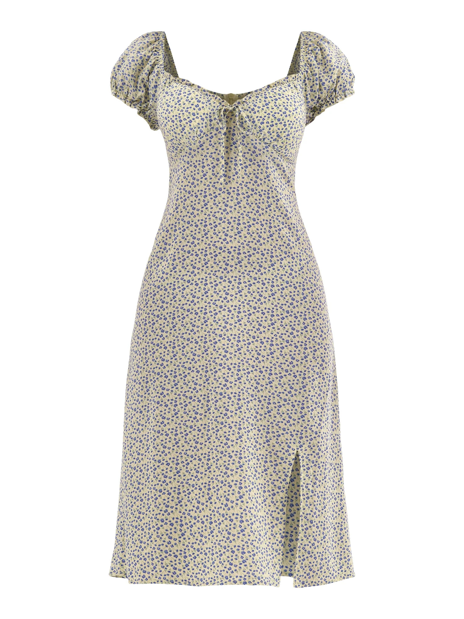 No Boundaries Midi Dress with Puff Sleeves, Women's | Walmart (US)