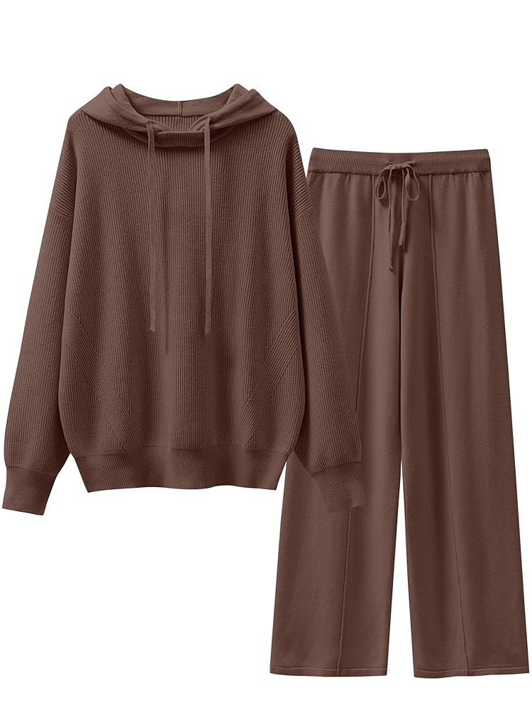 ANRABESS Women 2 Piece Outfits Sweater Sets Loose Long Sleeve Hoodies Knit Pullover Wide Leg Pant... | Amazon (US)