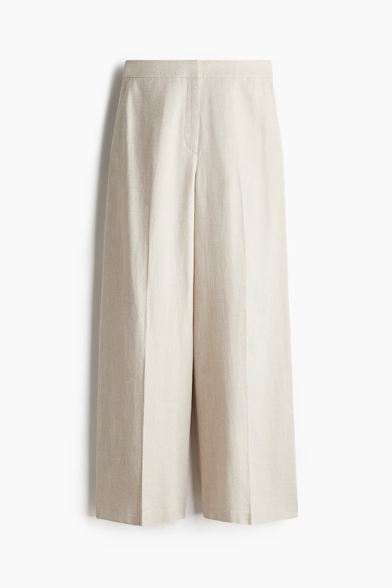 Wide linen-blend trousers - Light beige - Ladies | H&M GB | H&M (UK, MY, IN, SG, PH, TW, HK)