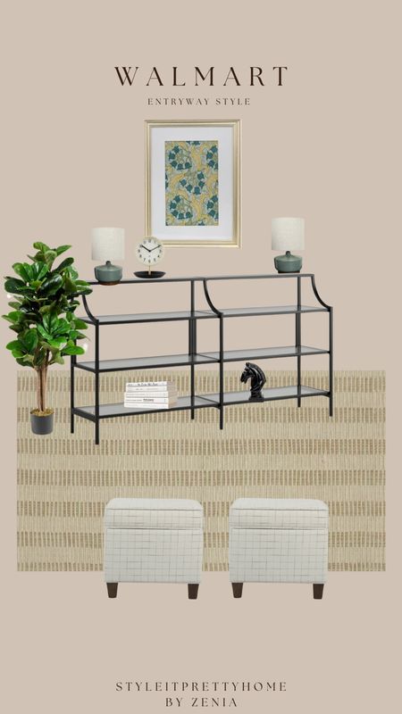 Entryway console table area from Walmart!

Black and glass, large console table, fiddle leaf, curved lines, floral art 

#LTKHome #LTKStyleTip #LTKSaleAlert