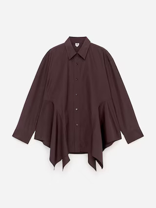 Frill Cotton Shirt – Dark Brown – Women – ARKET GB | Arket UK