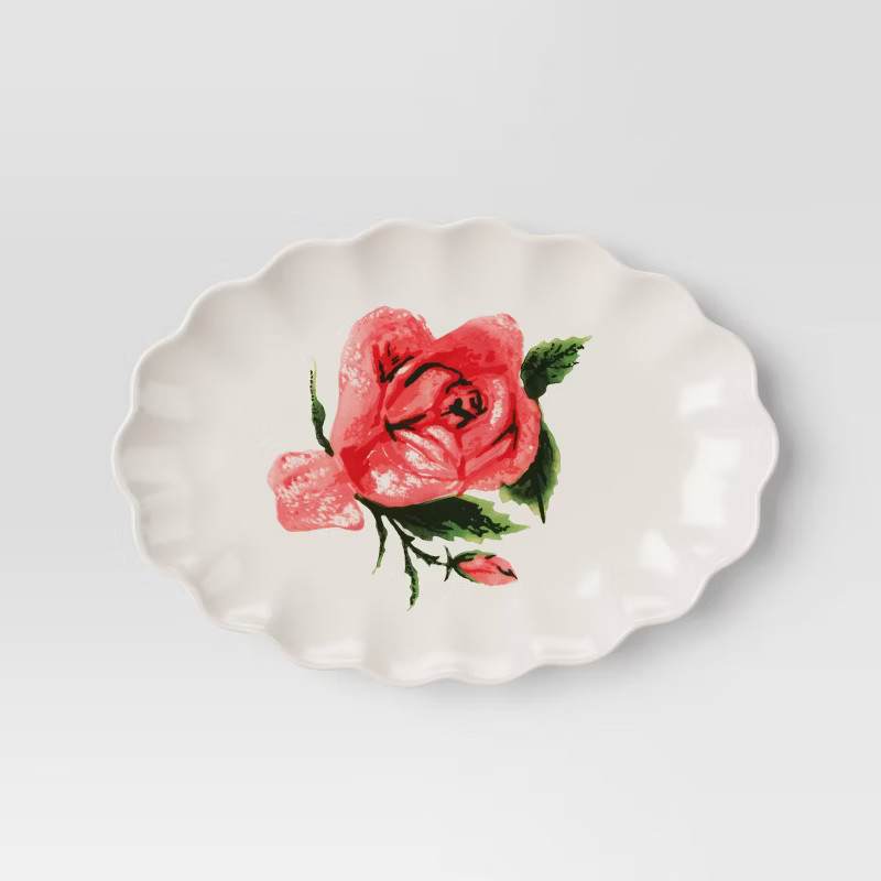 12.75" Stoneware Rose Serve Platter - Threshold™ | Target