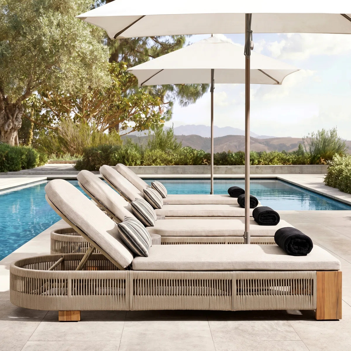 Corianne Patio Woven Rope Chaise Lounge With Adjustable Backrest & Cushions | Wayfair North America