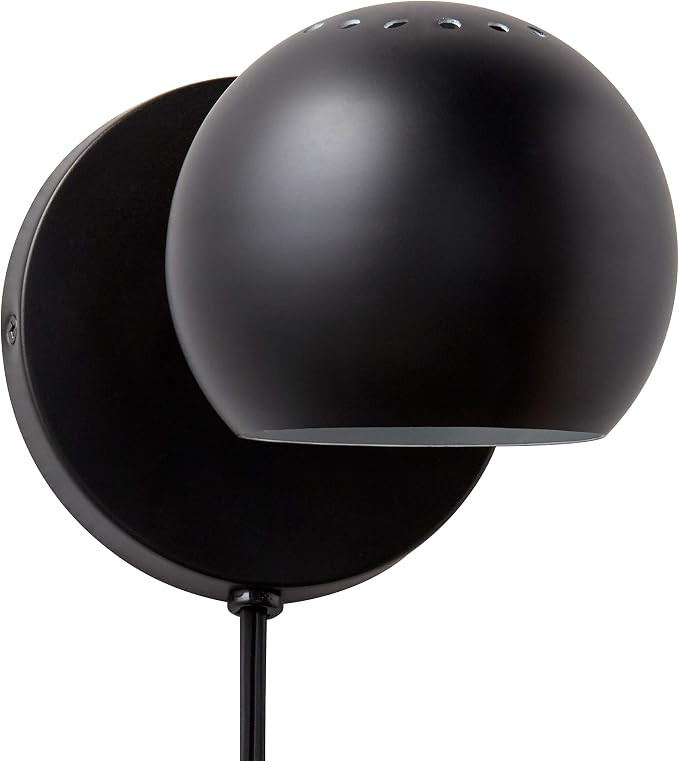 Amazon Brand – Rivet Mid Century Modern Wall Mounted Plug-In Sconce Light, 7.25"H, Matte Black | Amazon (US)